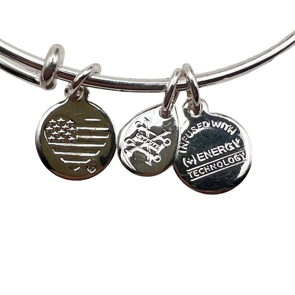 Alex And Ani Silver Tone Bangle Bracelet Happiness Blooms From Within Pink NWT - Picture 5 of 5